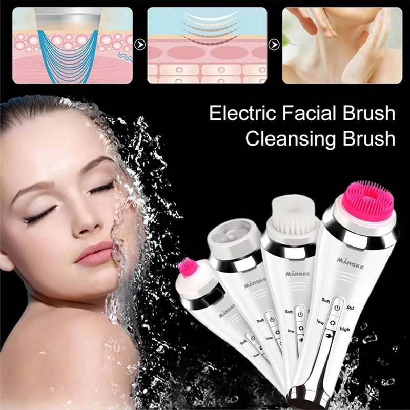 

4 In1 Electric Facial Cleansing Brush Automatic Rotation Heating Massage Deep Remove Blackhead Acne Face Clean Skin Care Tools