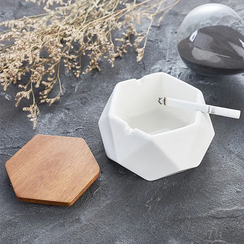 Керамическая пепельница для дома Скандинавская с крышкой Декор декоративная