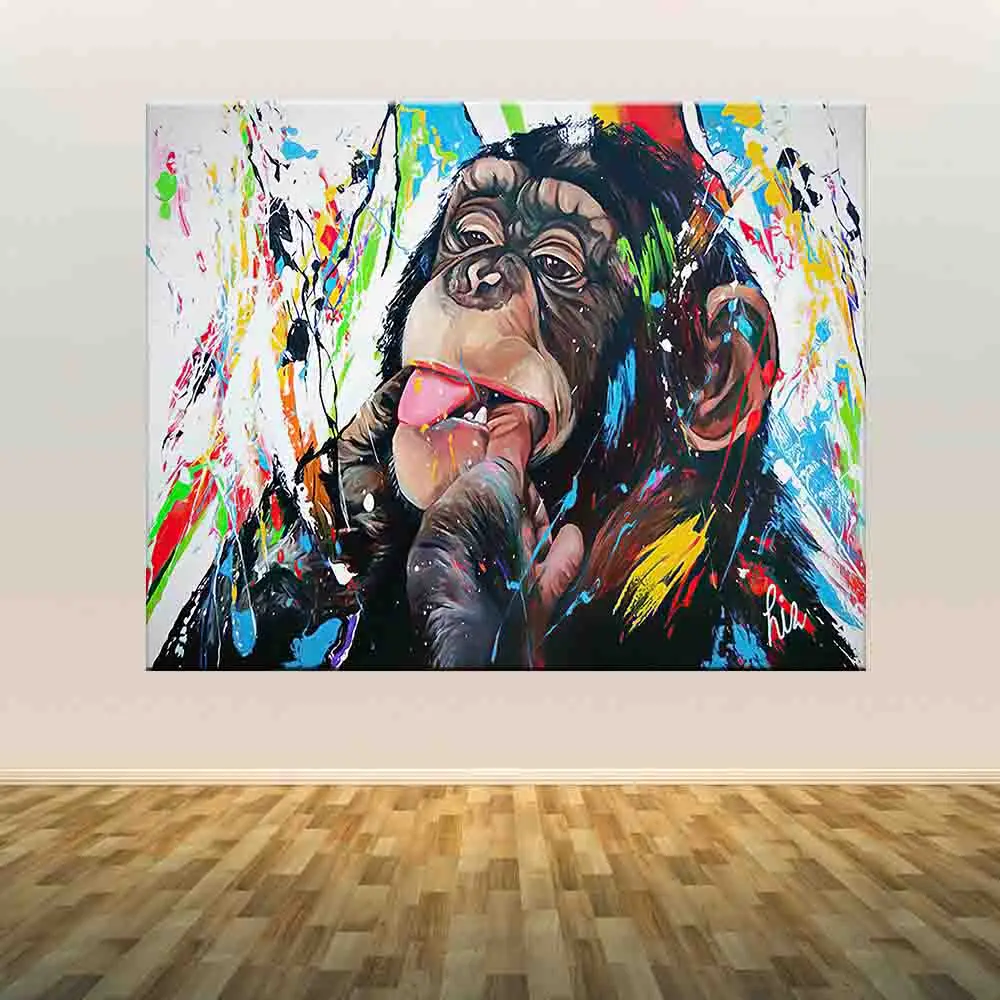 

Graffiti Cute Monkey Canvas Paintings Colorful Printed Poster and Prints Painting Wall Pictures For Living Room Home Decorations