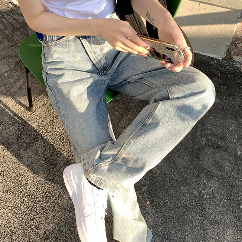 

New High Waist Irregular Denim Female Wide Leg Jeans For Women Straight Pants Mom Jeans Loose Streetwear Jeans Feamle Spring