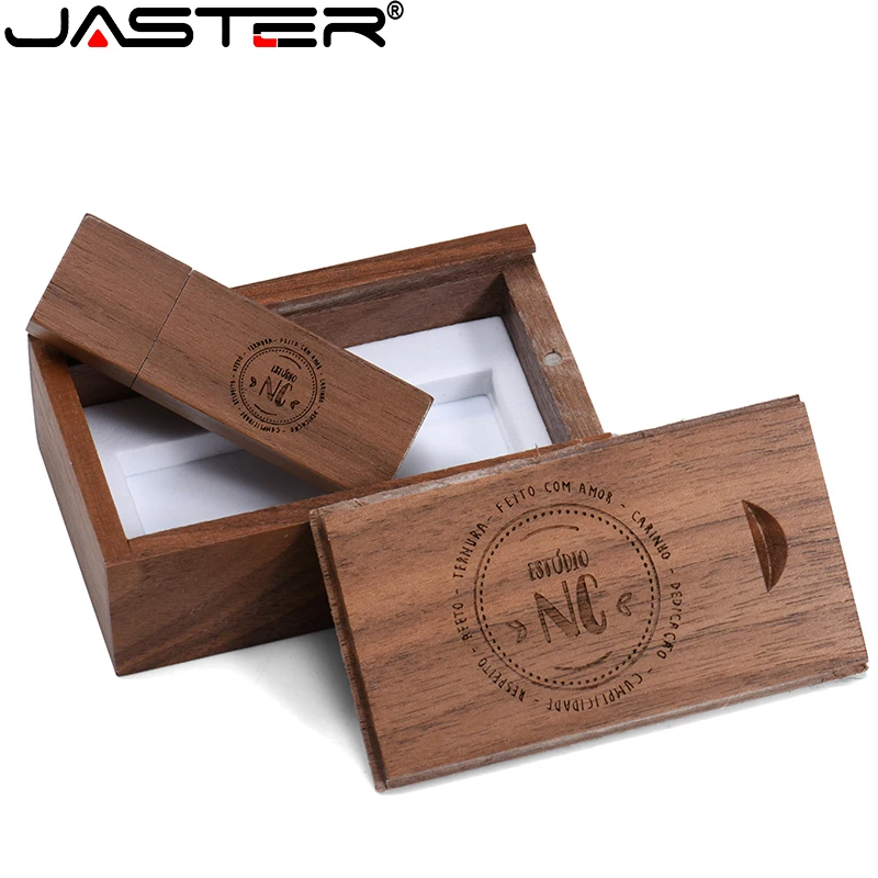jaster 5 pcslot wooden box usb flash drive free custom logo pen drive 128gb 64gb 32gb memory stick photography wedding gifts free global shipping