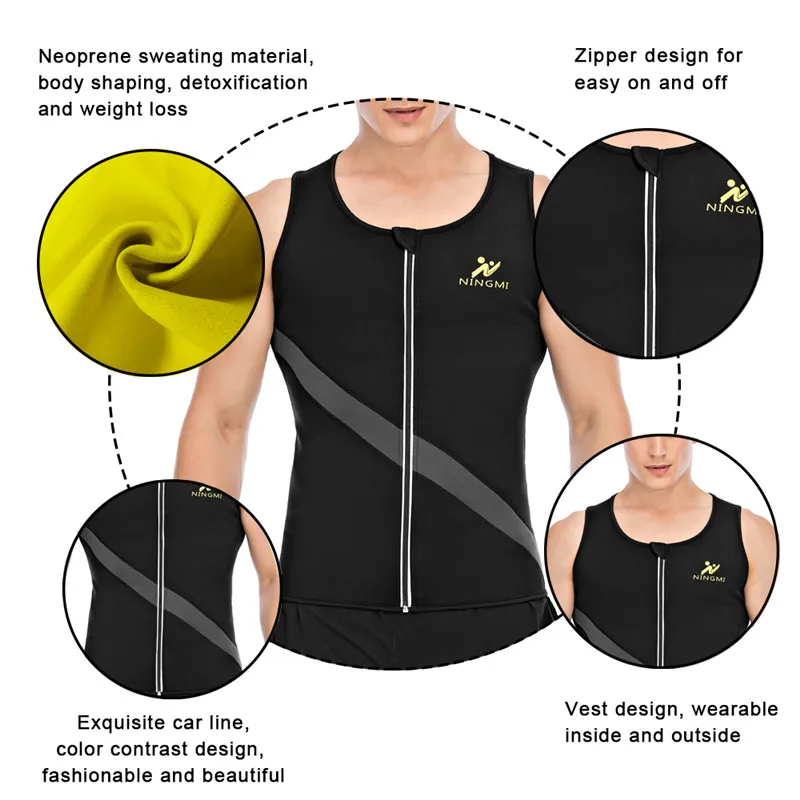 LANFEI Mens Body Shaper Sauna Vest Hot Neoprene Sweat Slimming Compression Tops Workout Gym Weight Loss Waist Trainer Shapewear