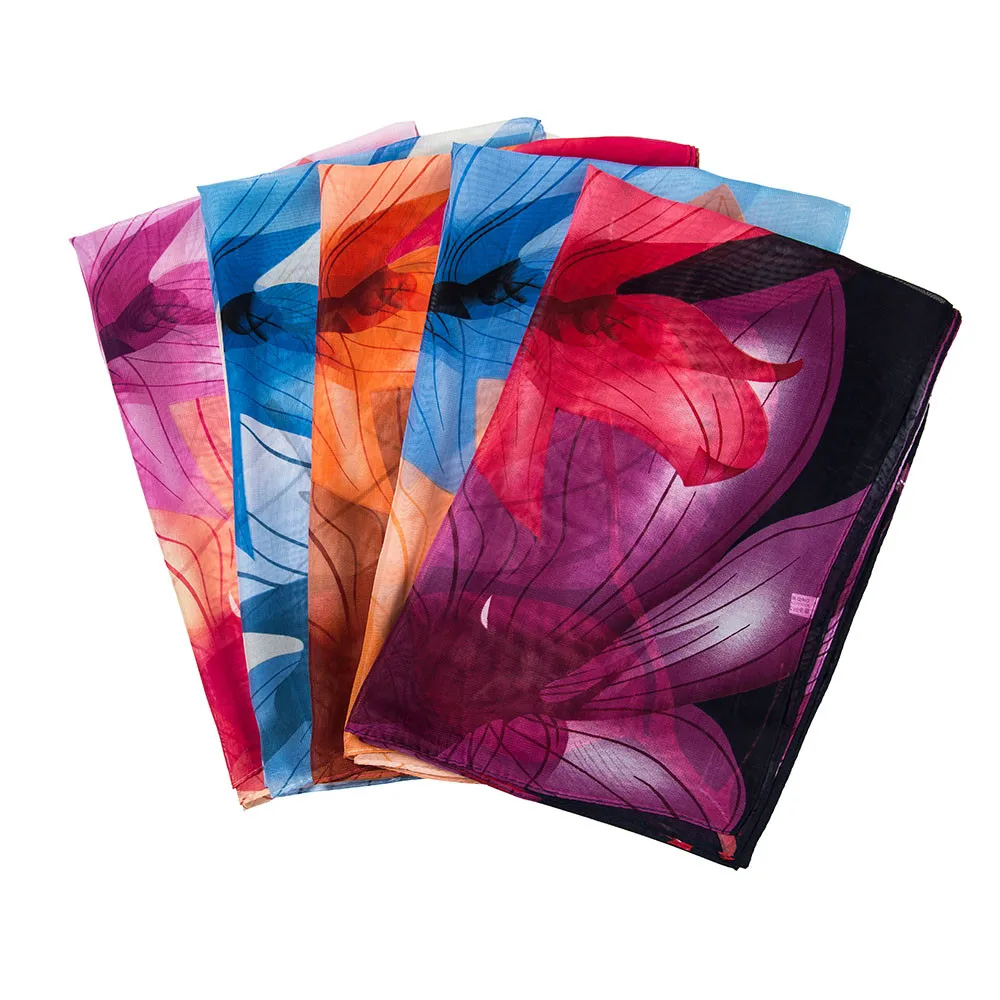 Модный Шелковый шарф для женщин с принтом лотоса весенние шарфы 2020 шелковые