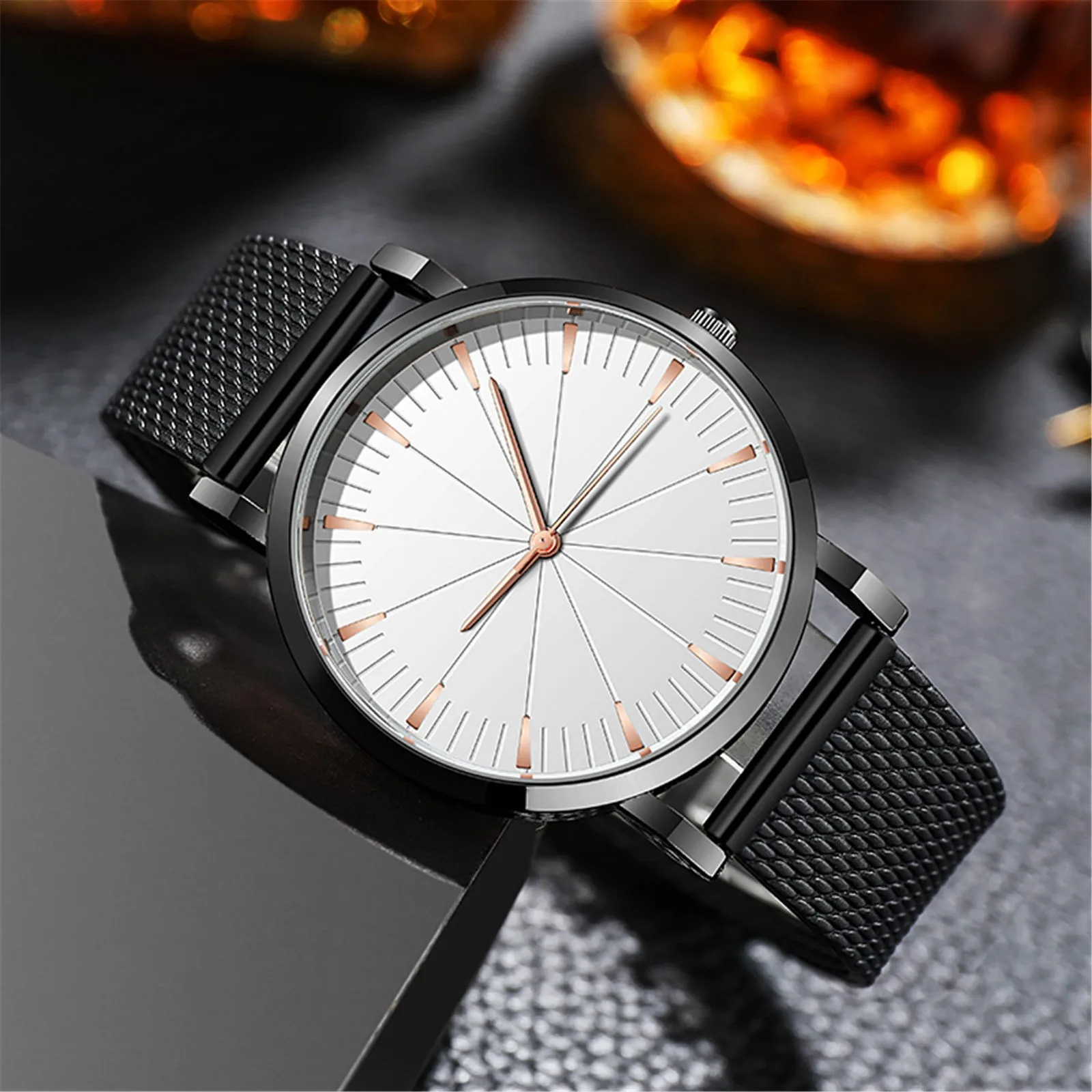 Business Watch Men Diver Waterproof Men's Casual Mesh Strap Quartz Glass Silicone | Наручные часы