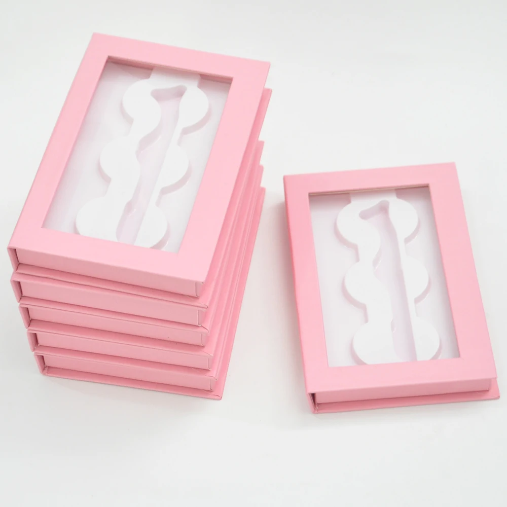 

Wholesale 3pairs of False Eyelashes Box Package Lash Book Packaging 25mm Mink Eyelashes Pink Storage Boxes Case Makeup Vendors