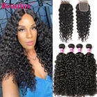 Пряди волнистых волос Beaufox, натуральные кудрявые пучки волос натуральных малазийских волнистых волос, Реми, 4 шт.