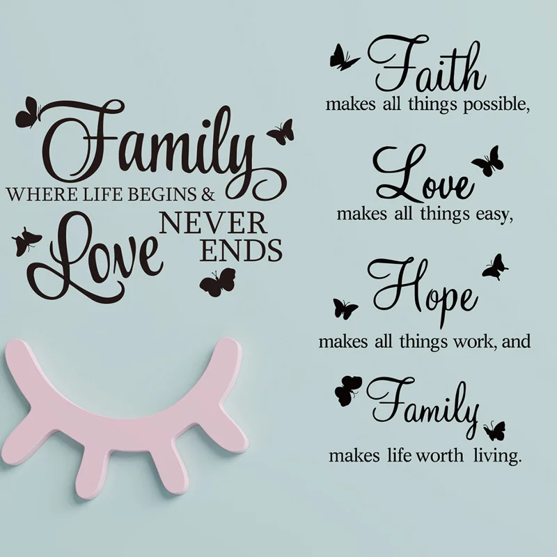 Американский Цитата Вера Любовь Семья обои-Стикеры наклейки для Гостиная