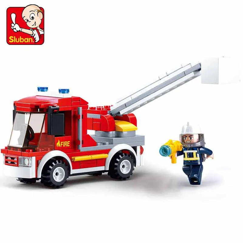 

Sluban Fire Series Building Block B0632 136Pcs Small Ascending Fire Truck Assembled Building Block Toys Children Boy Girl Gifts