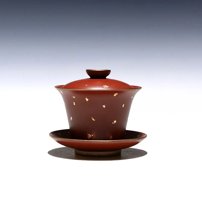 

as well joy pot 】 yixing undressed ore all hand three cups to dahongpao cup golden violet arenaceous the tureen 150 cc