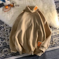autumn and winter solid color casual sweatshirts mens long sleeved high neck fleece bottoming shirt