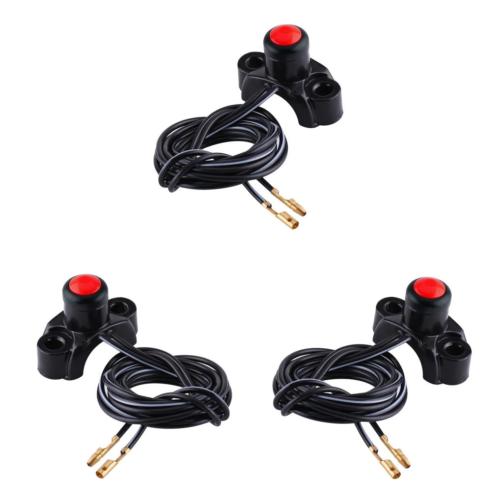 

3xEngine Kill Stop Start Button Switch for ATV 7/8' Handlebar Red