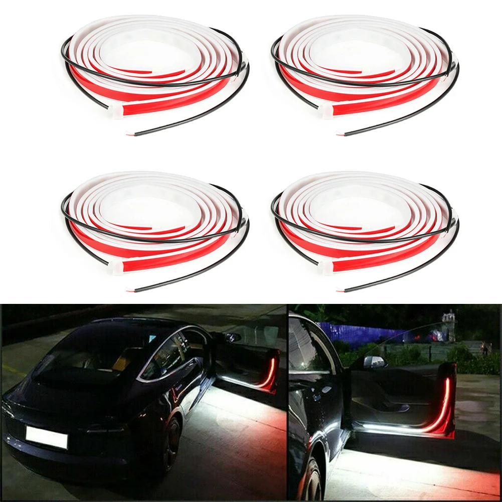 

4x Car Door Open Warning Lamp Flowing Flashing LED Lights Strip Anti-Collision High Quality Silicone Car Lights