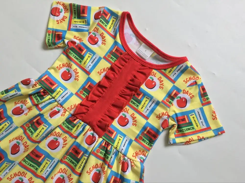 

2020 New Children Summer Dress Baby Girls Back to School Dress Girls Round Neck Print Pattern Kids Clothes School Days Dress