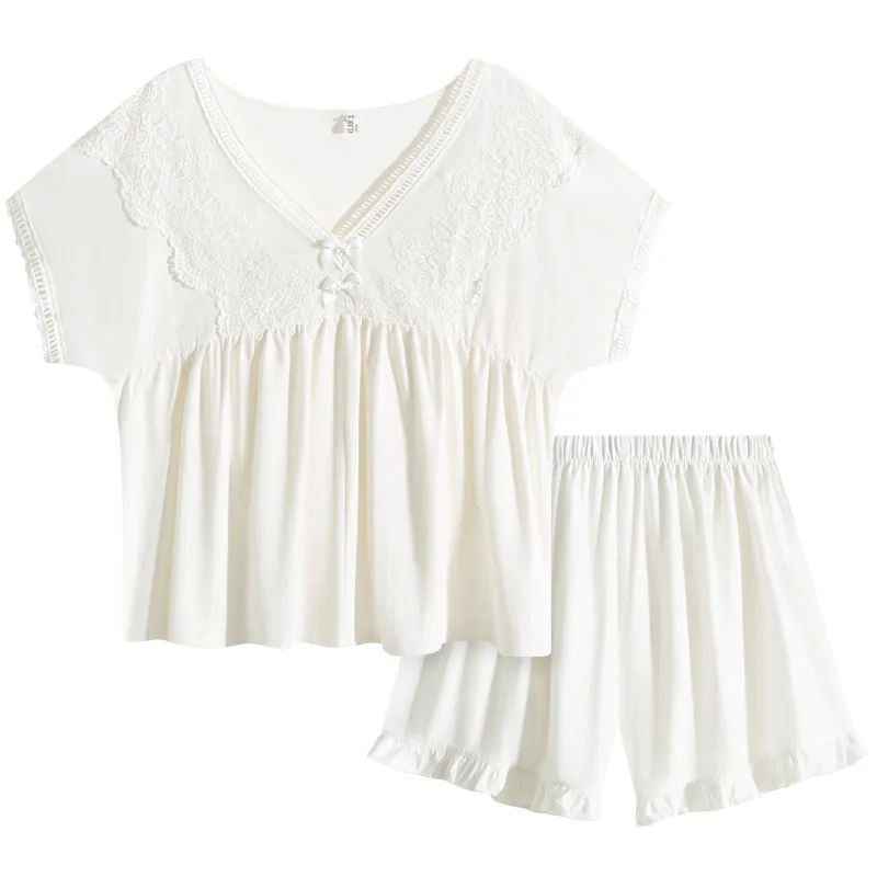 Хлопковый спальный костюм с коротким рукавом женские летние шорты хлопковая