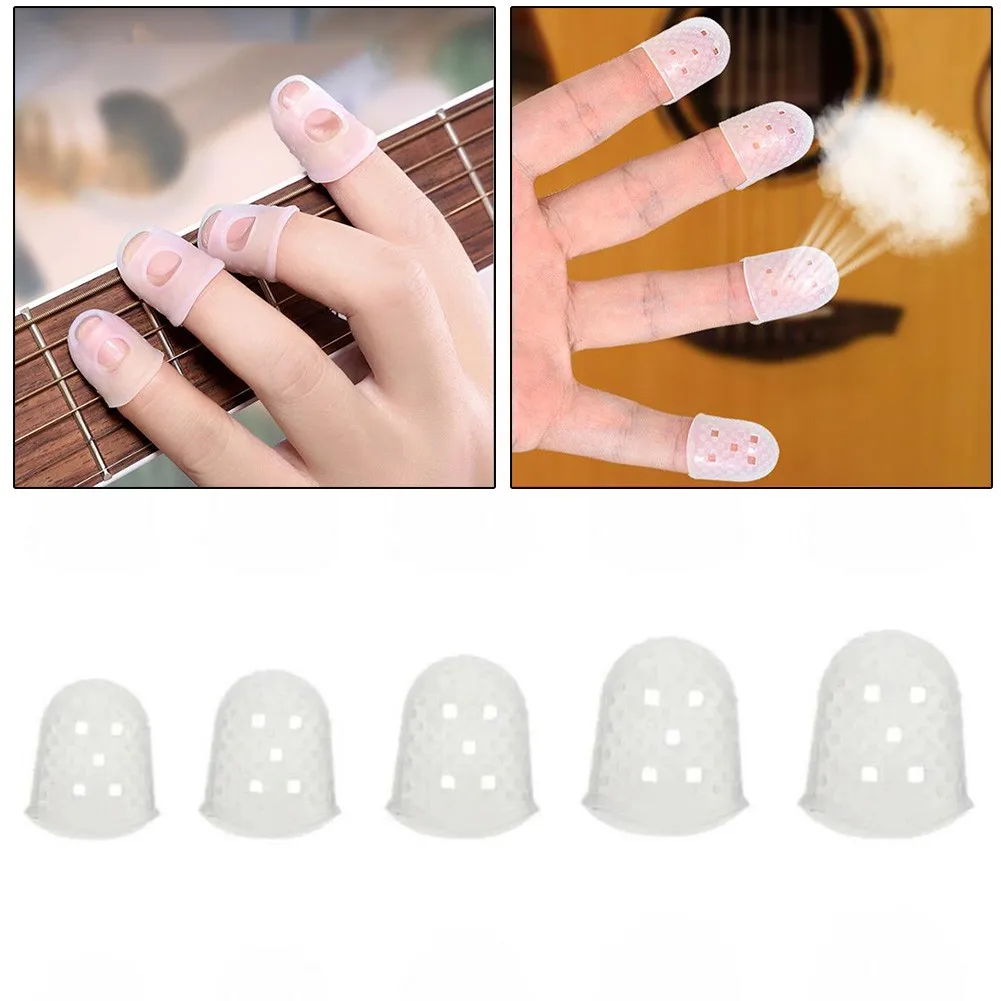 

5pcs Finger Guards Transparent Silicone Fingertip Protectors Finger Guards Sleeves For Guitar Bass Accessories Parts