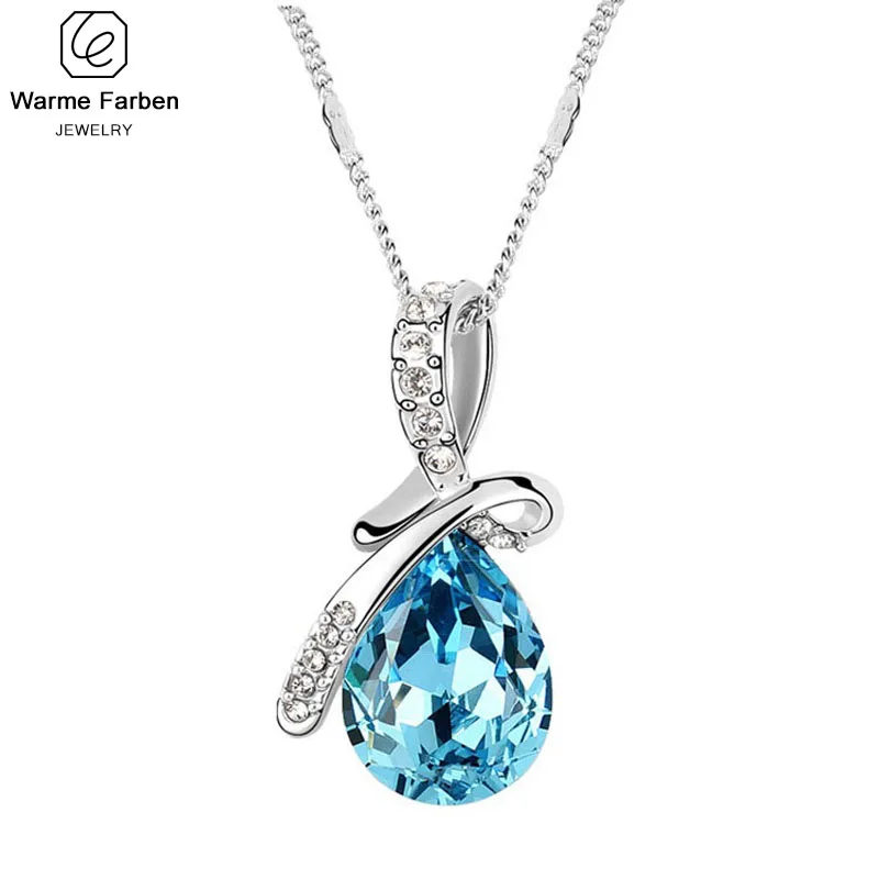 Женское ожерелье с кристаллом Swarovski кулоном ангельские слезы модное ювелирное