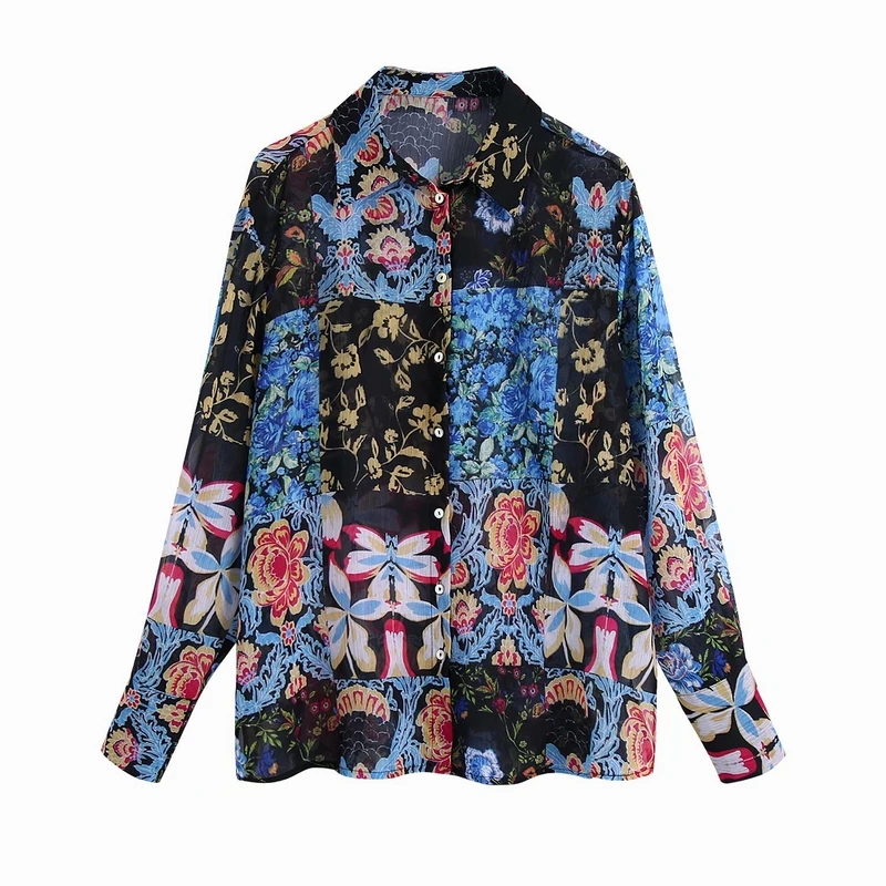 

Loose Women Prints Shirt Autumn 2021 New Fashion Long Sleeve Oversized Female Casual Blouse Clothing