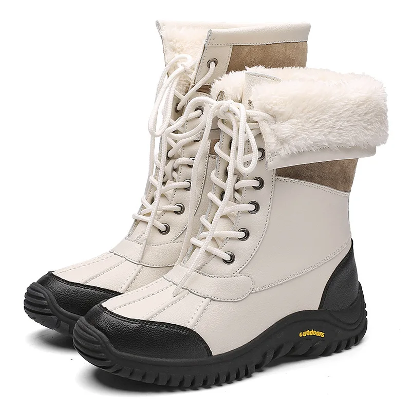

New Women Winter Snow Boots Mid-Calf Warm Snow Boots Thick Fur Comfortable Waterproof Booties Chaussures Femme Plus Size 36-42