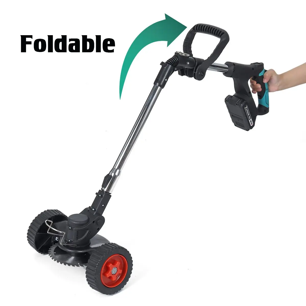 

36V Battery Indicator Cordless Grass Trimmer 1880W Foldable Electric Lawn Mower Brush Cutter Adjustable Wheels Prunning Tool