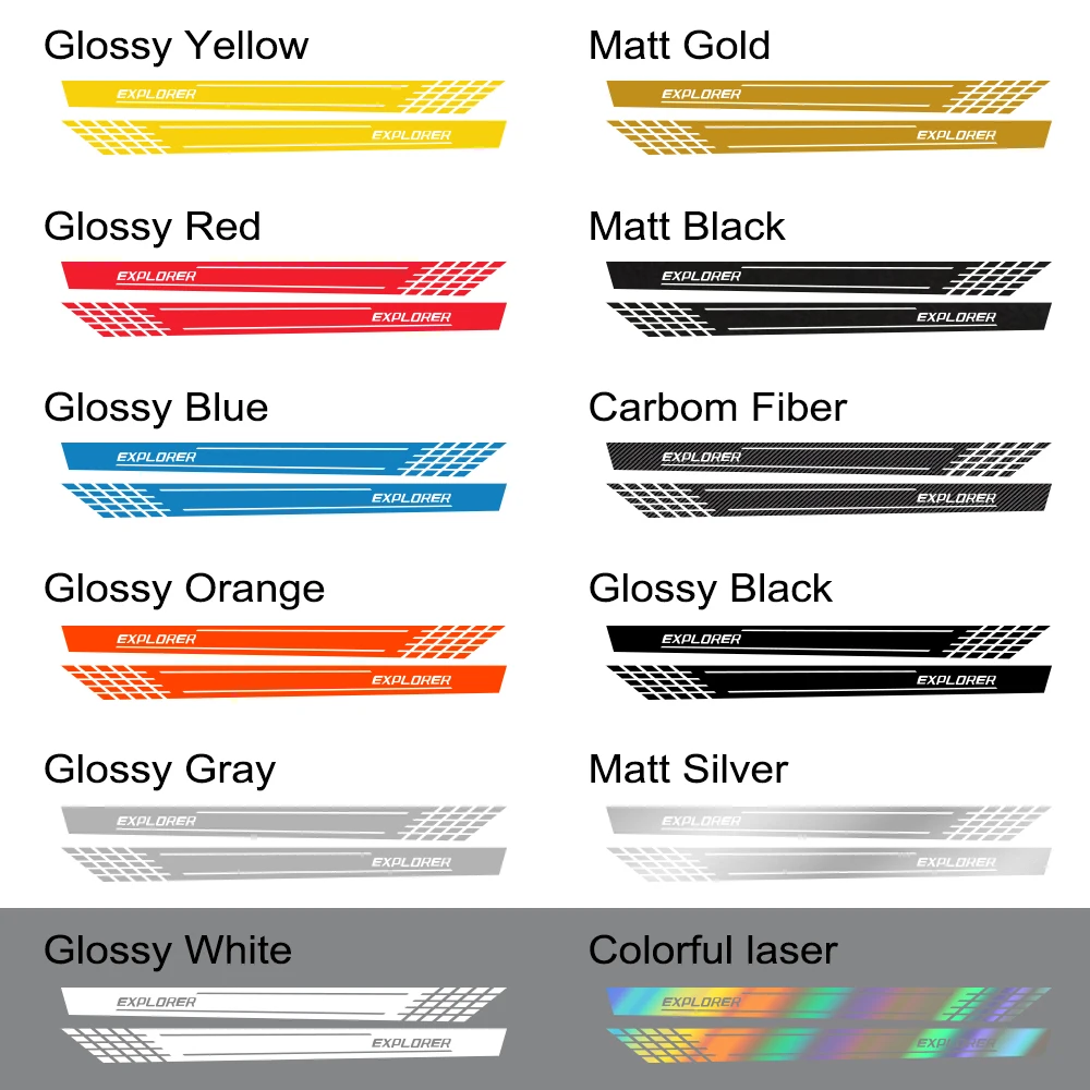 

2pcs Sport Car Stickers For Ford Explorer Vinyl Film Auto Long Side Decals Reflective Decoration Tuning Styling Car Accessories