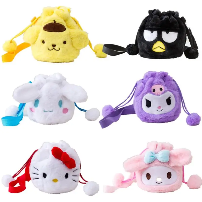 

Kawaii аниме Kuromi Cinnamoroll My Melody Hello KT плюшевая игрушка мультяшная плюшевая Сумка-ведро сумка через плечо для девочек Рождественский подарок