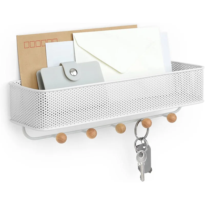 

Entryway Organizer, Great for Storing Keys, Small Accessories, Mail, Wallets and More, White Finish