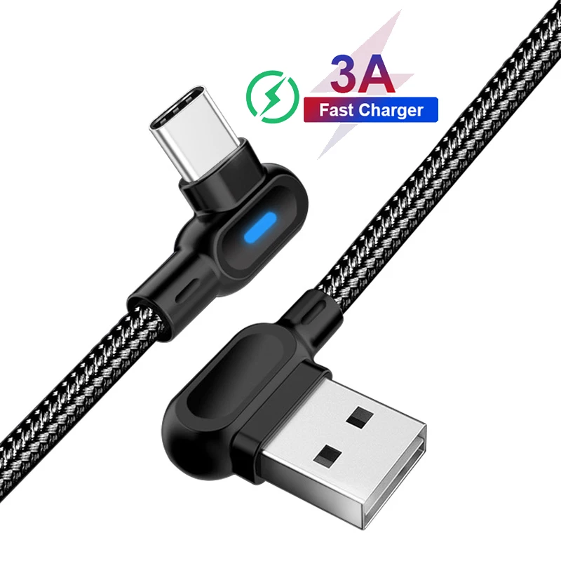 

Кабель типа C 90 градусов со светодиодной подсветкой, кабель Micro USB для передачи данных для Xiaomi iphone12, Samsung, аксессуары для телефона