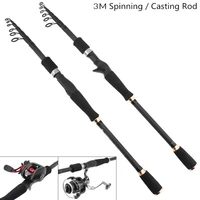 3 0m carbon lure fishing rod spinning casting rod 7 section telescopic ultra light travel carbon fiber fishing pole lure hot