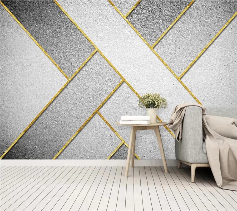 

Пользовательские 3d фото обои скандинавские минималистичные золотые линии абстрактные геометрические ТВ фон украшение стены росписи ОИ 3д для стен
