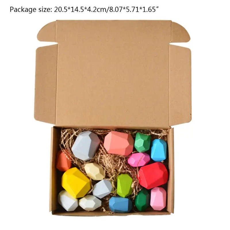 16 шт Детские деревянные цветные камни укладка игра строительный блок обучающая
