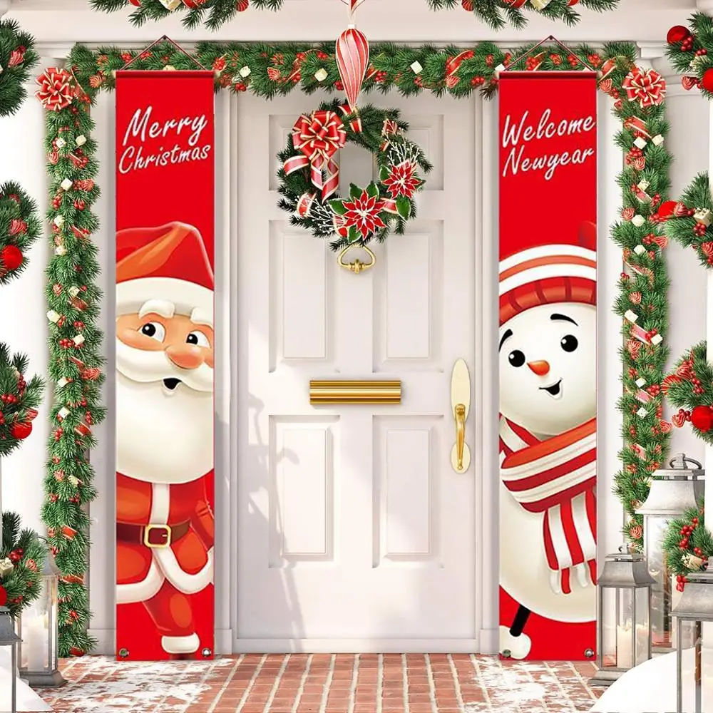 

Christmas Door Decoration 2021 Merry Christmas Banner Decor for Home Hanging Christmas Ornament Navidad Happy New Year Gift 2022
