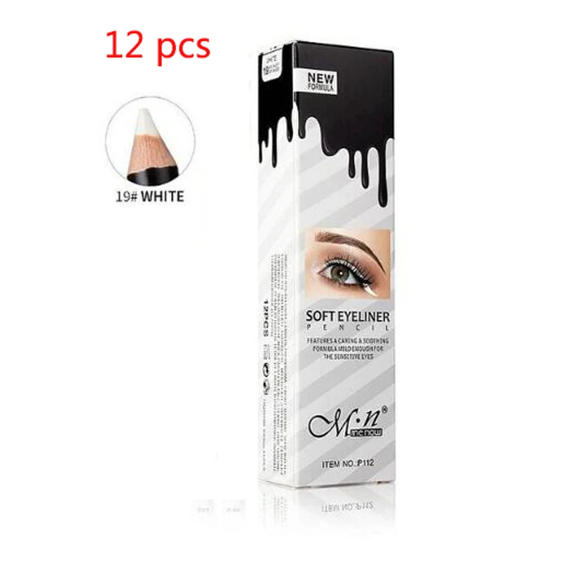12pcs 12 шт., MENOW, белая подводка для глаз, макияж, гладкий, легко носить, осветляющая подводка для глаз, водостойкая, макияж, белые подводки для глаз, карандаши - Цвет: 12pcs