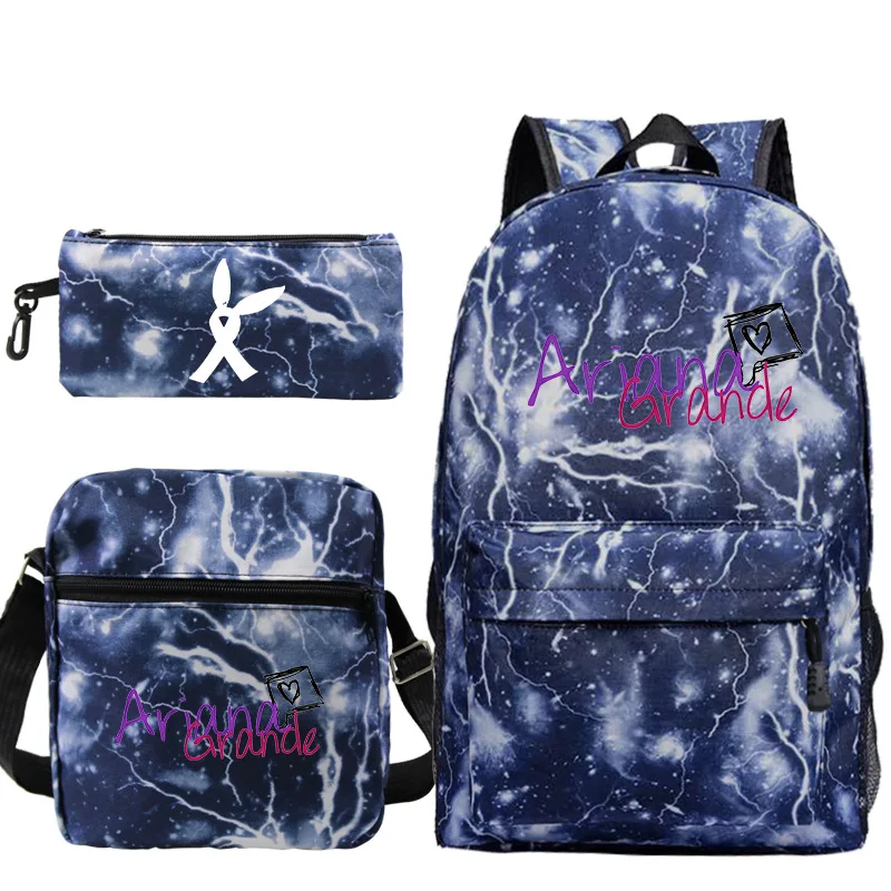 

3pcs Mochila Ariana Grande Backpack Schoolbag Women Travel Rucksack Back to College Knapsack for Teenage Girls Boys Shoulder Bag