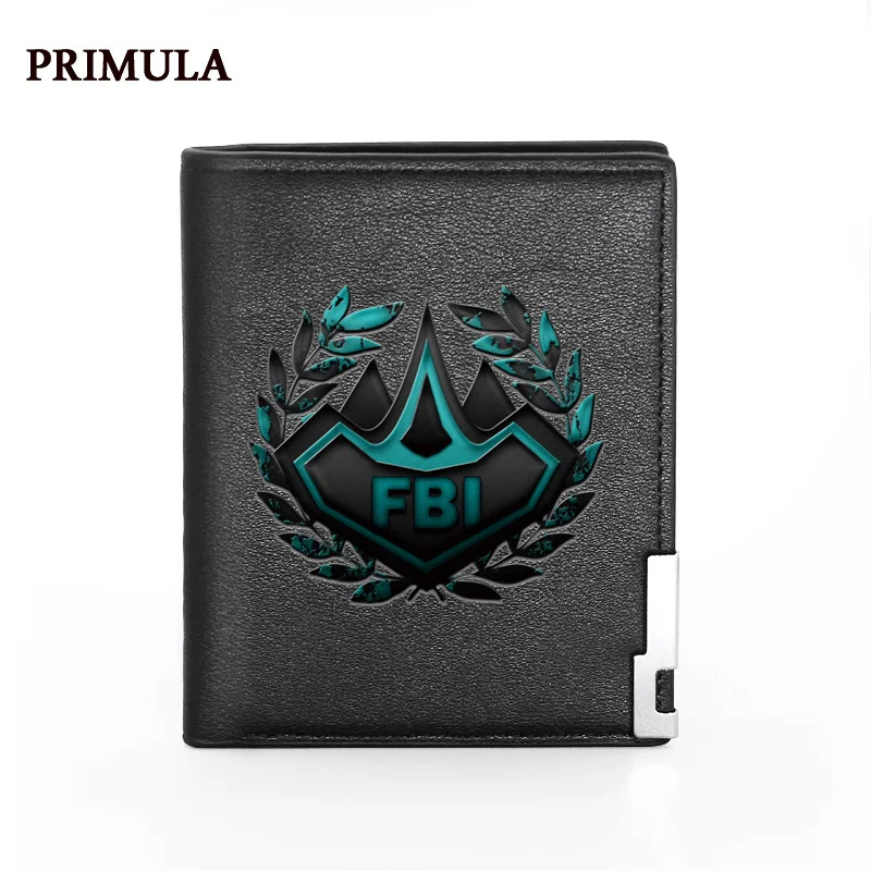 

Classic Assassin FBI Theme Printing Black Pu Leather Wallet Men Bifold Credit Card Holder Short Purse Male