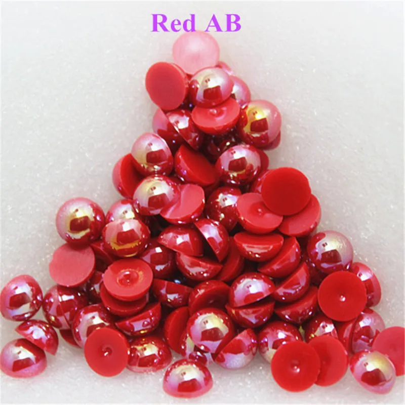 Полукруглые бусины с плоской задней частью красного цвета 1 5-12 мм полимерные