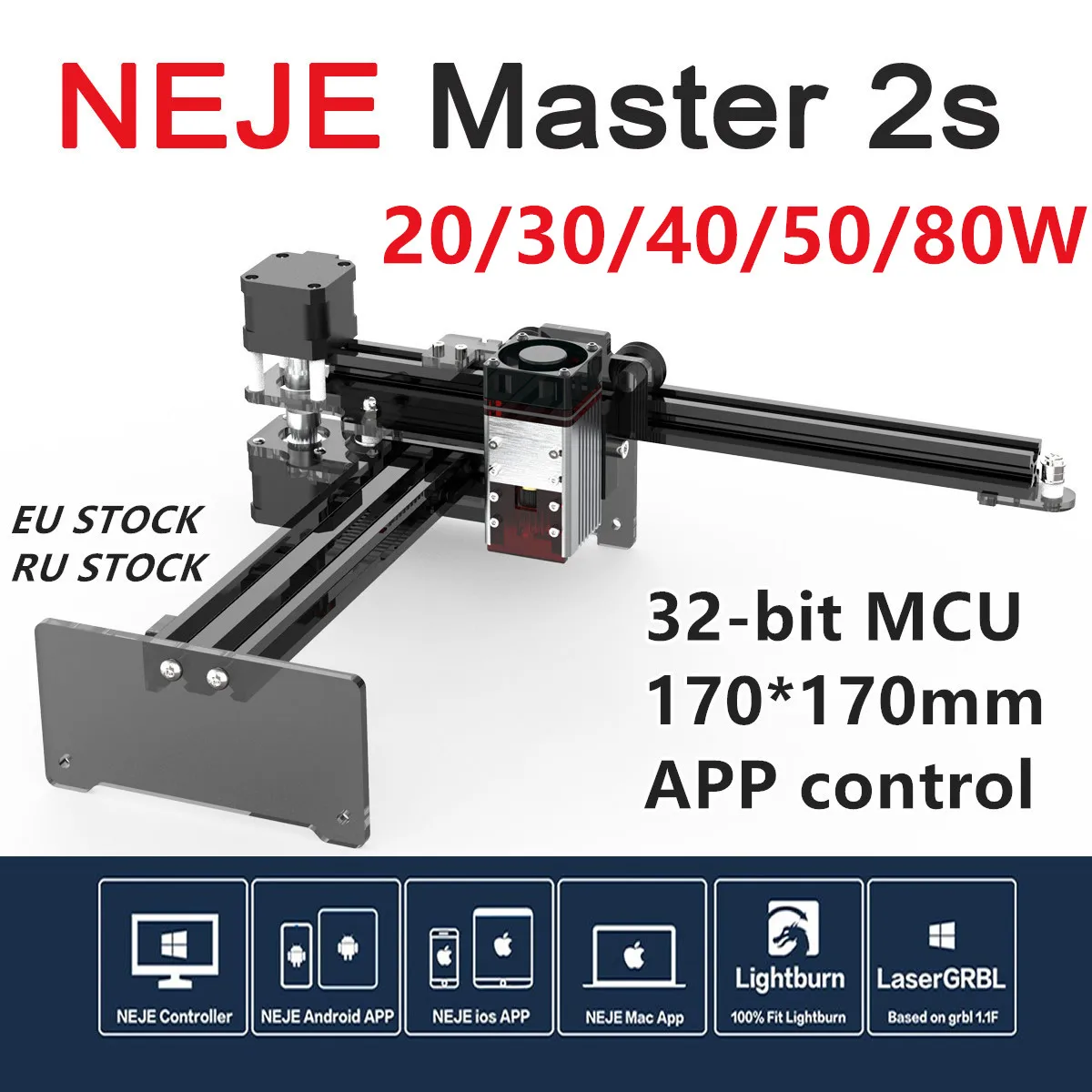 Настольный лазерный гравер и резак NEJE Master 2S 80 Вт гравировальный станок для резки