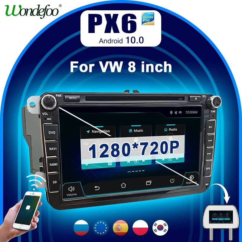 PX6 автомагнитола 2 DIN Android 10 магнитола автомобильное радио для Seat Altea Leon VW Passat b6 POLO