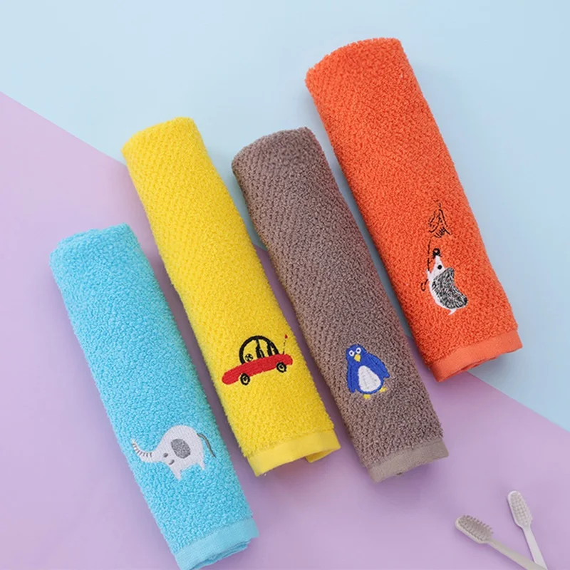 Хлопковое мягкое детское полотенце для лица милое мультяшное вышитое домашнее