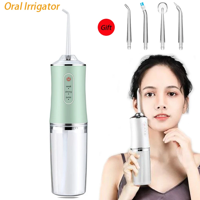 

Home Portable Oral Irrigator USB Rechargeable Water Flosser Portable Dental Water Pick 240ML Water Tank Waterproof Teeth Cleaner