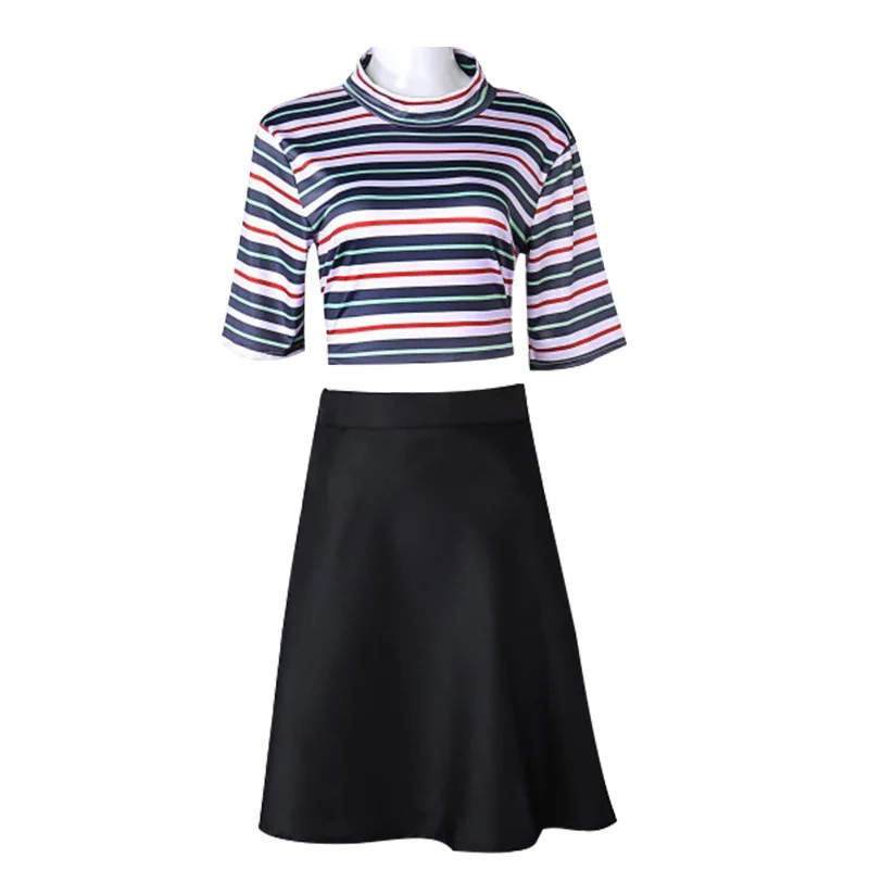 Костюм для косплея из футболки с коротким париком и черной юбки | Тематическая