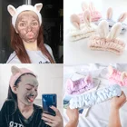 Повязка на голову с кошачьими ушками для женщин и девушек, повязка на голову для мытья лица, повязка для волос из кораллового флиса для девушек, аксессуары для волос