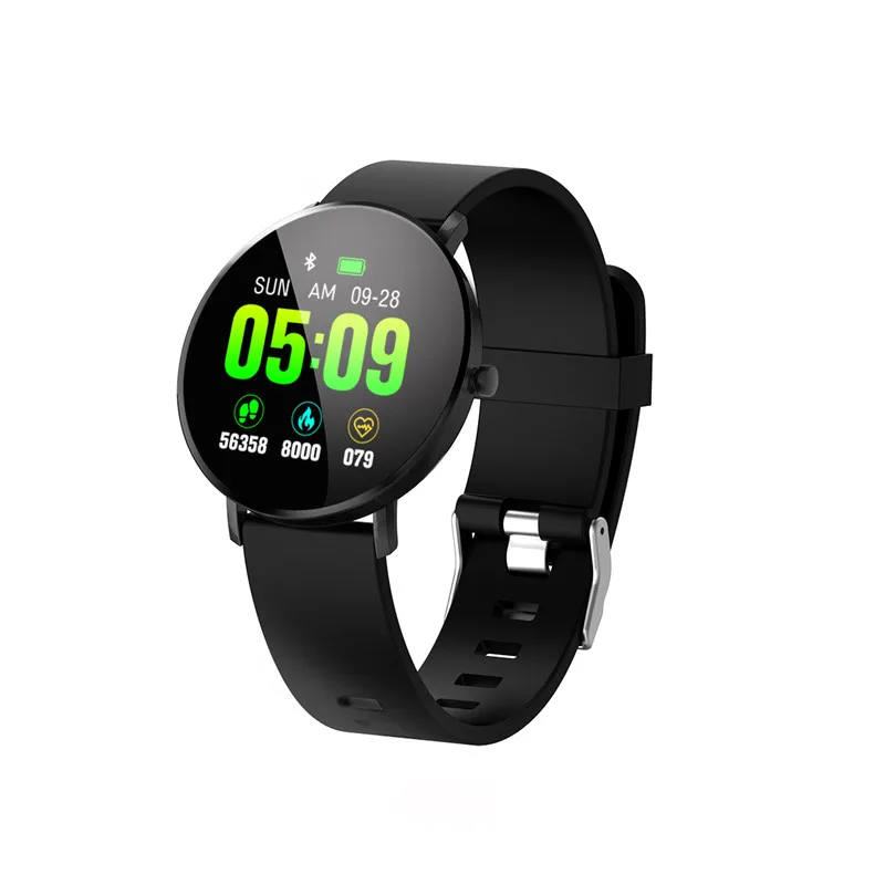 leather strap black Круглый экран полный сенсорный смарт-часы F25 монитор кровяного давления сердечного ритма спортивный фитнес-трекер Классический Тонкий Smartwatch PK Q8 Q9 - Цвет: leather strap black