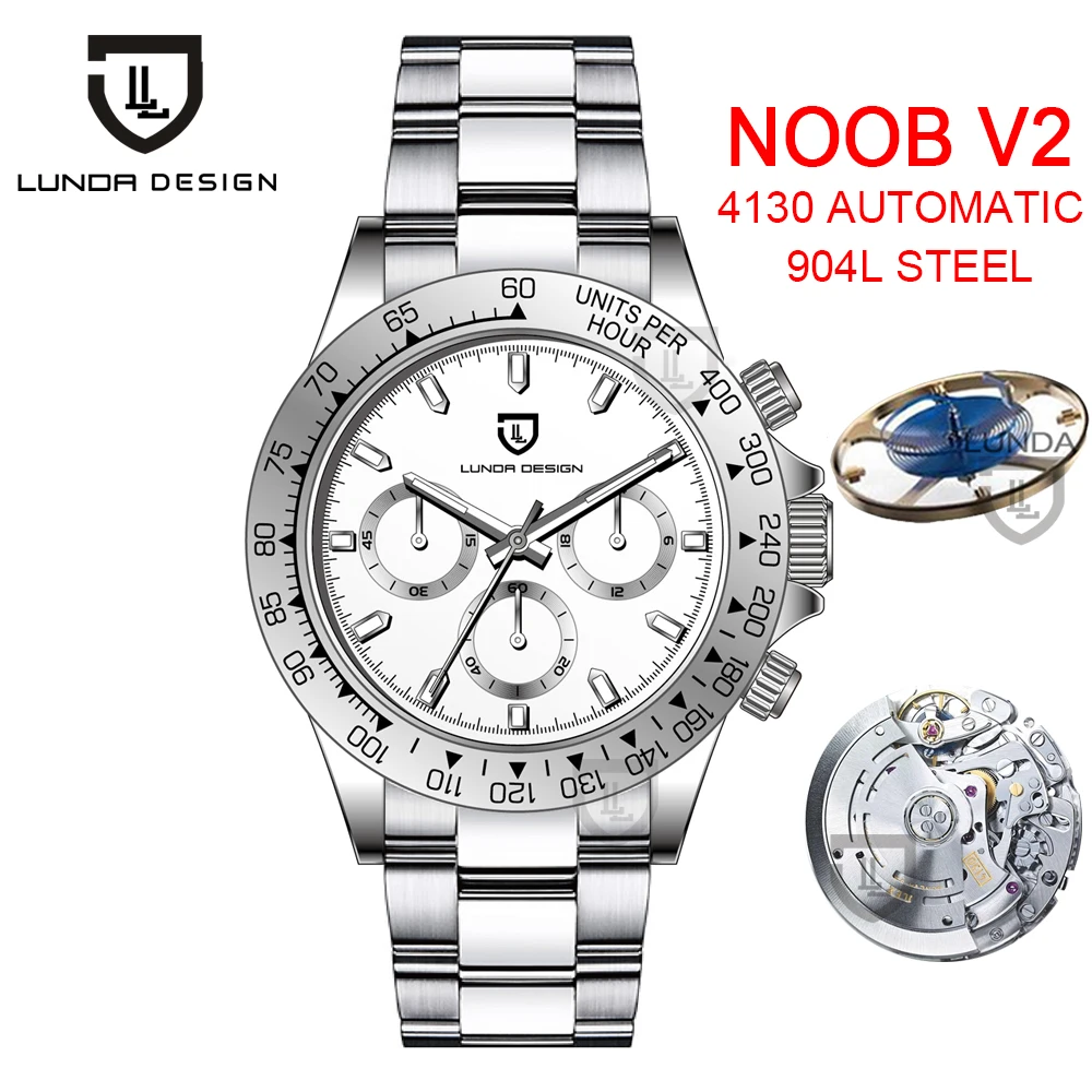 

LUNDA Best Edition 904L Steel 4130 Automatic Chronograph Mens Watch ,Fully Functional Same As Super Watch