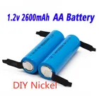 2022 Nwe оригинальная AA перезаряжаемая батарея 1,2 в 2600 мАч AA NiMH батарея с паяльными штифтами DIY электрическая бритва зубная щетка игрушки