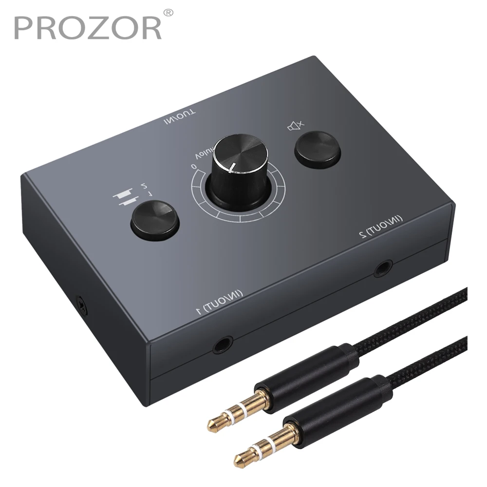 Prozor 2x1/1x2 или 4x1/1x4 3 5 мм стерео аудио переключатель сплиттер 2/4 порт с кнопкой