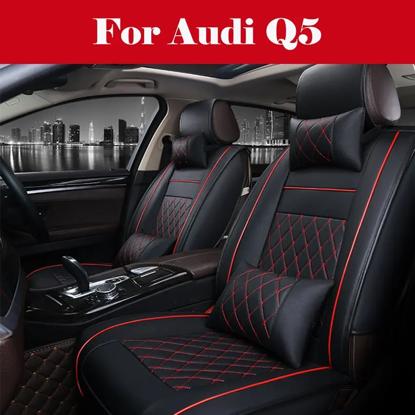 

Car Seat Cover-Waterproof PU Leather Cushion Anti-Slip Suede Backing-Universal Leather Seats Easy to Clean For Audi Q5