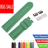 carlywet 22 24mm watch band for panerai luminor pure green red blue waterproof silicone rubber replacement watchbands strap