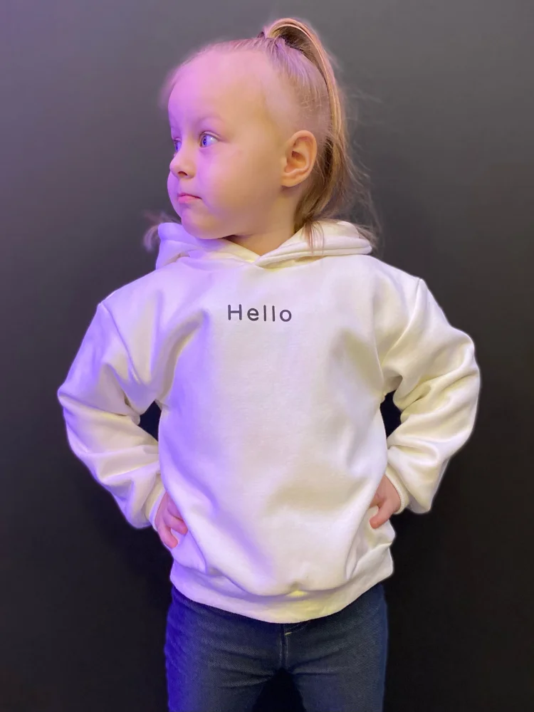 

2021 Baby Kids Boy Girl Clothes Hooded Letter Hello Solid Plain Hoodie Children's Pullover Tops Autumn Early Winter Hoodies Coat
