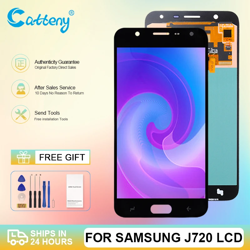 

Оптовая продажа Super Amoled для Samsung Galaxy J720 Lcd J7 DUO 2018 дисплей с сенсорным экраном дигитайзер J720F в сборе Бесплатная доставка
