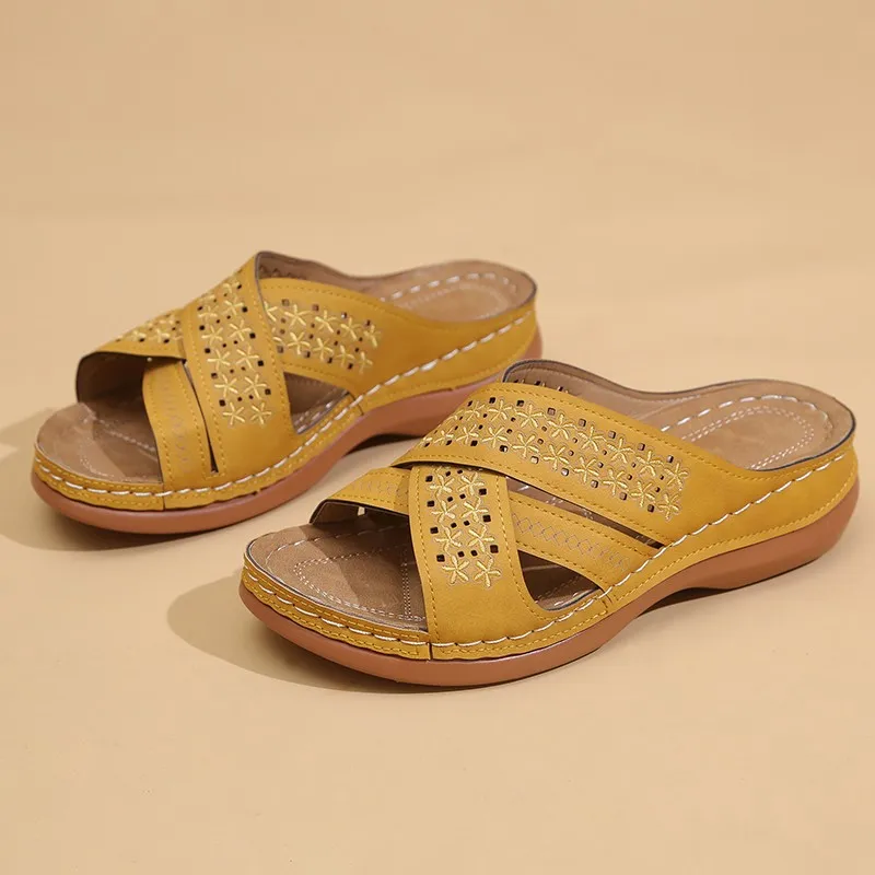 

Women's Wedge Sandals Comfortable Soft Leather Platform Shoes Summer Open Toe Slide Ytmtloy House Slippers Zapatillas Mujer Casa